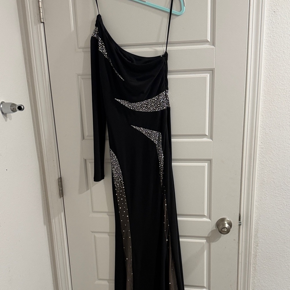 Betsy & Adam Black Dress with Silver Details